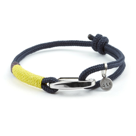 Stainless Steel Egg Hook Adjustable Cuff // Navy + Yellow