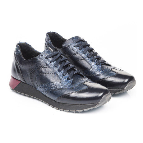 Uomini Italiani // Alek Croc Texture Sneaker // Navy (Euro: 43)