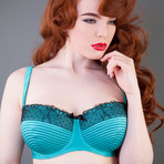 Portia Vintage Stitch Bra // Teal (28DD)