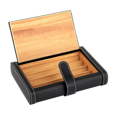 Cigar Book Case // Black Leather