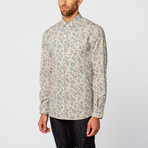 Verona Floral Long-Sleve Button-Up // Grey + Pink (S)
