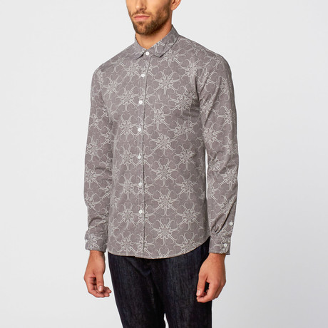 Verona Floral Long-Sleve Button-Up // Grey (S)