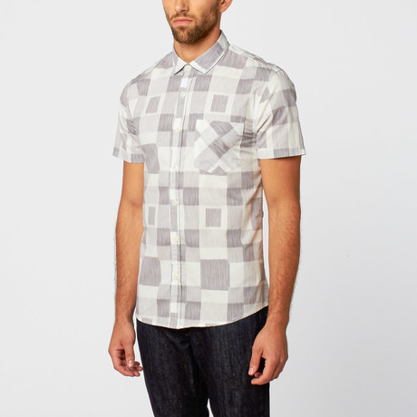 Milano Short-Sleeve Button-Up // White + Grey Check (S)