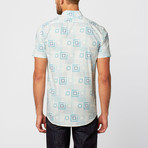 Milano Short-Sleeve Button-Up // White + Teal (S)