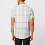 Milano Plaid Short-Sleeve Button-Up // White + Blue (S)