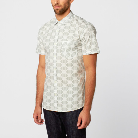 Milano Short-Sleeve Button-Up // Grey + White (S)