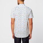 Milano Short-Sleeve Button-Up // White + Blue Dot (M)