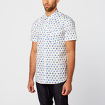 Milano Short-Sleeve Button-Up // White + Blue Dot (M)
