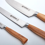 Pfeilring Cutlery // Chef, Bread + Paring Knife Set