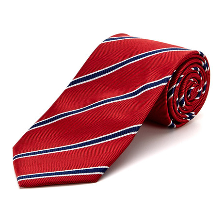 Blanc // Handmade Silk Tie // Red + Blue Stripe