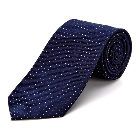 Blanc // Handmade Silk Tie // Navy Dotted