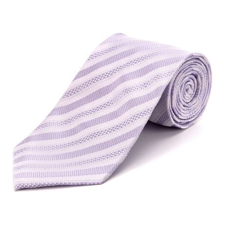 Blanc // Handmade Silk Tie // Lavender Stripe