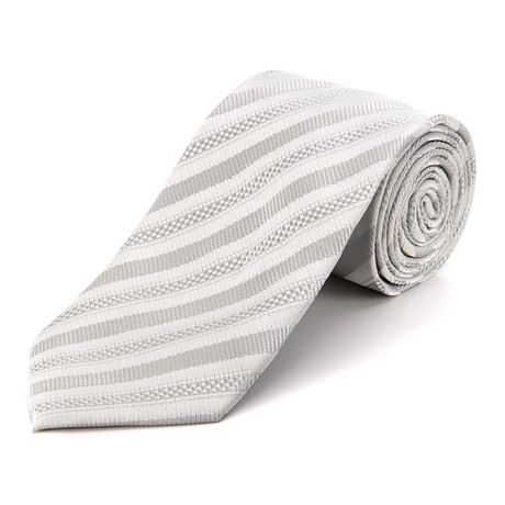 Blanc // Handmade Silk Tie // White Striped