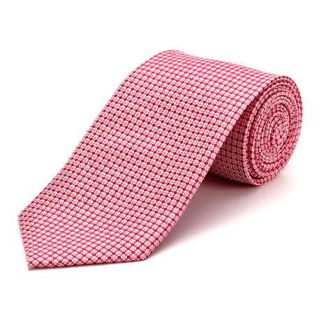 Blanc // Handmade Silk Tie // Red + Pink Micro Dot