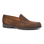 Rubber Sole Suede Banded Loafer // Chestnut (Euro: 45)