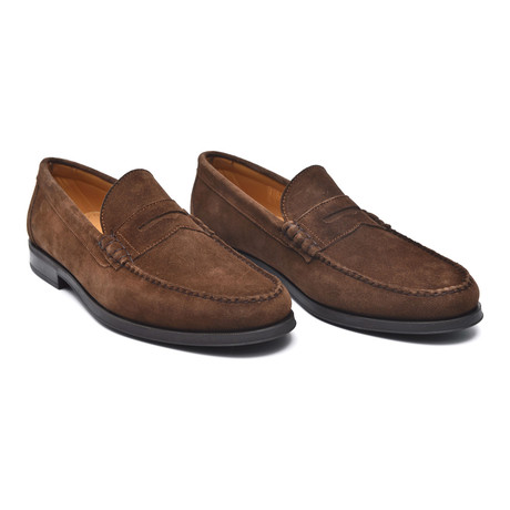 Rubber Sole Suede Banded Loafer // Chestnut (Euro: 45)