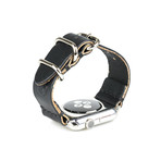 Apple Watch Strap // Black + Stainless Steel Silver (Small/Medium)