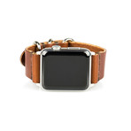 Apple Watch Strap // Whiskey Brown + Stainless Steel Silver (Small/Medium)