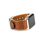 Apple Watch Strap // Whiskey Brown + Silver Sport (Small/Medium)