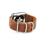 Apple Watch Strap // Whiskey Brown + Silver Sport (Small/Medium)