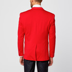 Slim-Fit Knit Contrast Blazer // Red (S)