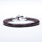 Alligator Bracelet // Matte Brown + Silver (Large)