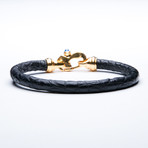 Alligator Bracelet // Black + Gold (Large)
