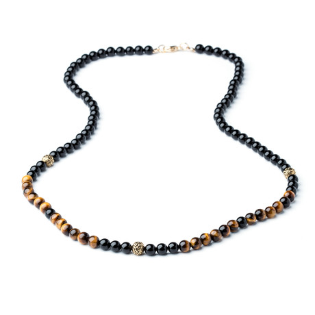Onyx Beaded Necklace // Tigereye