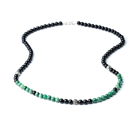 Onyx Beaded Necklace // African Jade