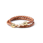 Leather Double Wrap // Gold + Camel (S/M)