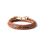 Leather Double Wrap // Gold + Camel (S/M)