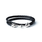 Leather Double Wrap // Silver + Black (S/M)
