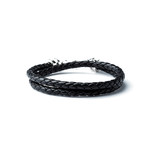 Leather Double Wrap // Silver + Black (S/M)