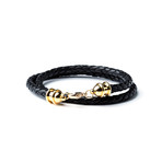 Leather Double Wrap // Gold + Black (S/M)