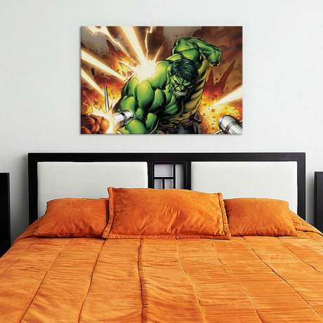 Hulk Classic Artwork // Charging Into A Rocket Assault (26"W x 18"H x 0.75"D)