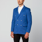 Cotton Blend Double Breasted Blazer // Royal Blue (3XL)