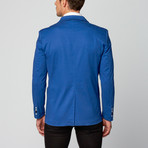 Cotton Blend Double Breasted Blazer // Royal Blue (3XL)