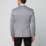 I.K.U. // Cotton Blend Blazer // Grey + Blue Check (L)