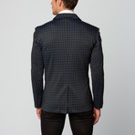 Cotton Blend Blazer // Black + Blue Check (L)