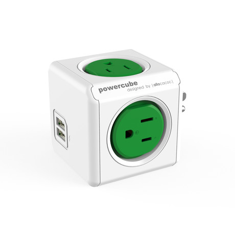 PowerCube Original USB 2.0 // 4 Outlets // Green (Standard)