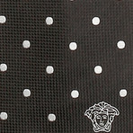 Orion Silk Tie // Black + Silver Dot