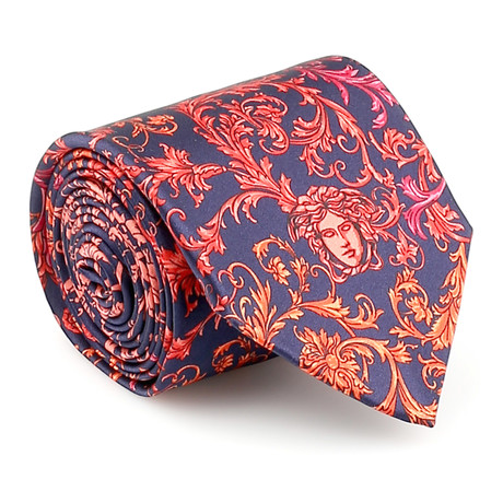 Medusa Silk Tie // Red + Navy