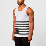 Civil // American Flag Jersey Tank Top // Black + White (M)