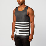 Civil // American Flag Jersey Tank Top // Black + White (S)