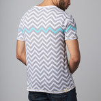 Chevron V-Neck Tee // Beige (S)