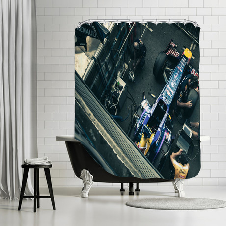 F1 Car Blue // Shower Curtain