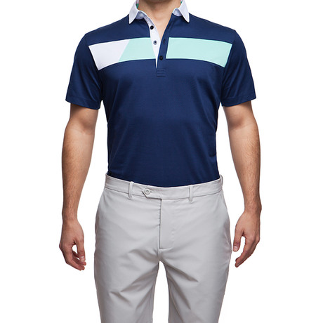 Devereux // Cole Polo // Navy + White + Aqua (L)