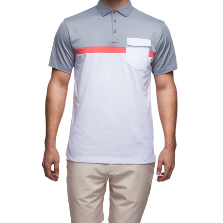 Devereux // Reed Polo // Steel + Calypso Coral + White (L)
