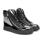 Martino Patent Zip-Up Sneaker // Black (Euro: 39)