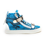 Leonardo Snake Print Sneaker // Aqua Blue (Euro: 39)